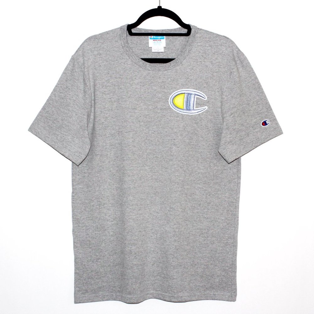 Champion Floss Stitch C Patch Tee in Heather Gray